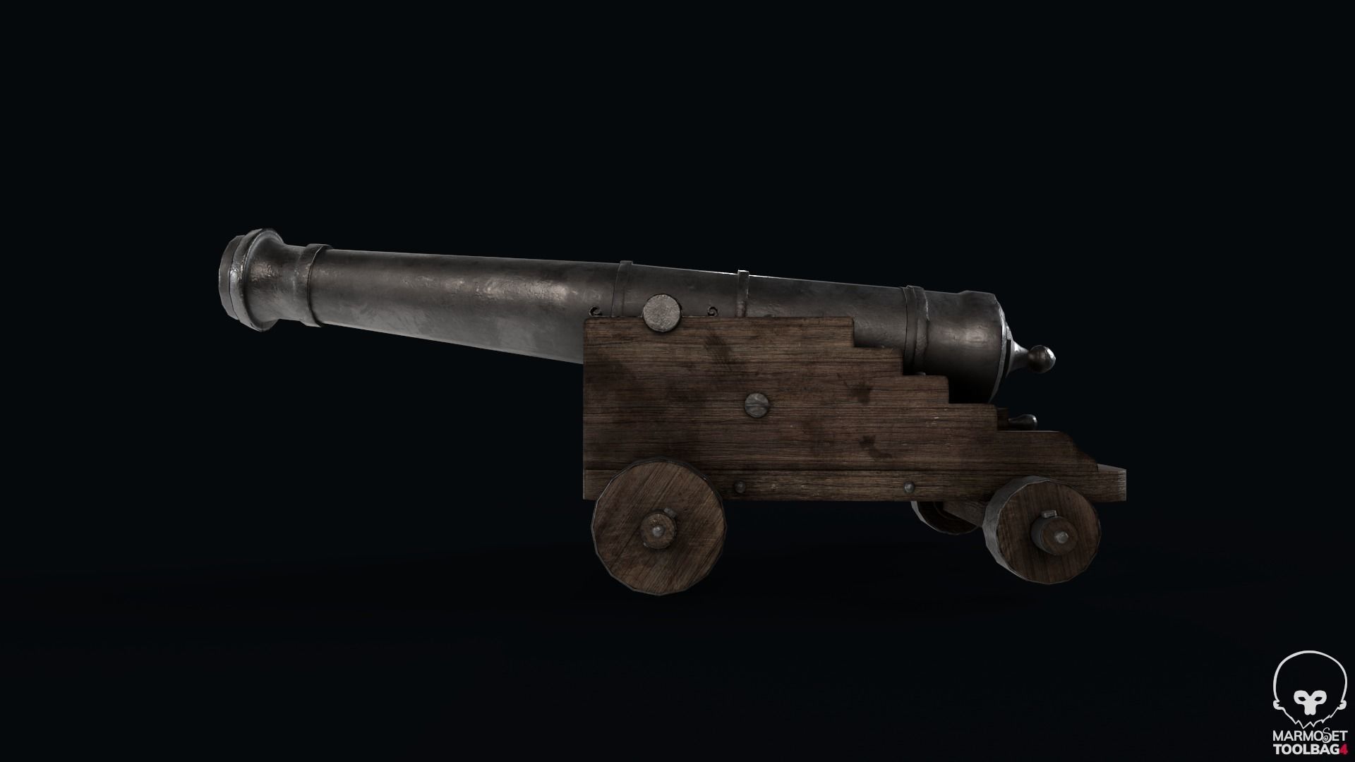 Pirate Cannon Low-poly 3D model_6