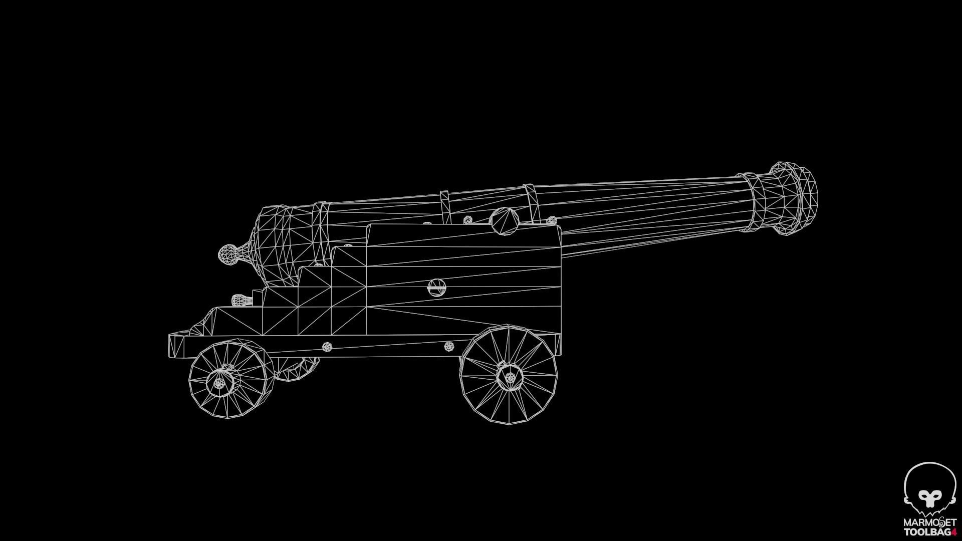 Pirate Cannon Low-poly 3D model_18