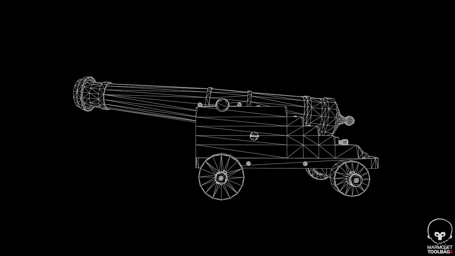 Pirate Cannon Low-poly 3D model_17