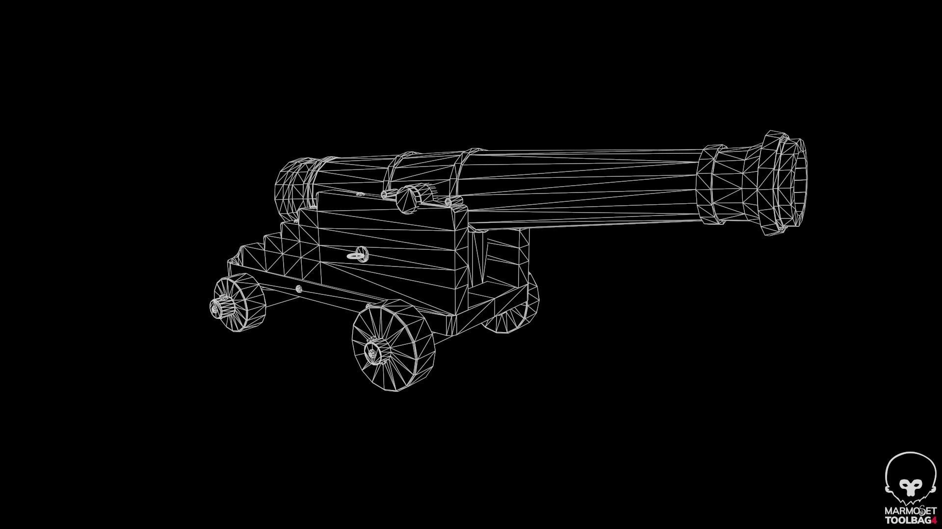 Pirate Cannon Low-poly 3D model_13