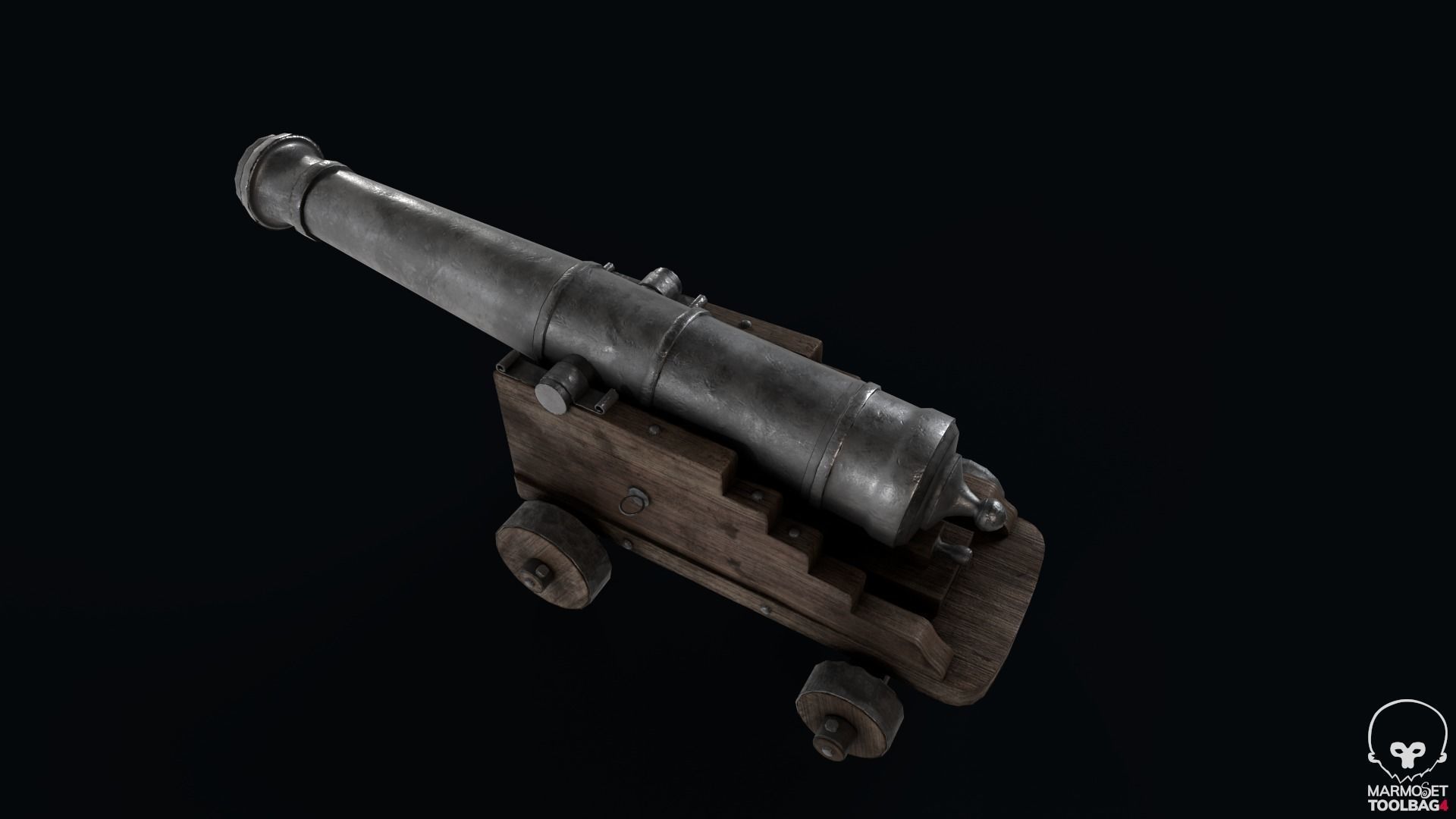 Pirate Cannon Low-poly 3D model_12