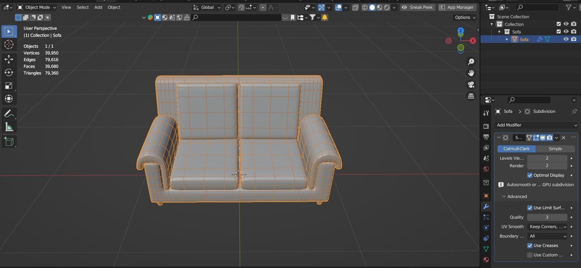 Couch 3D model_4