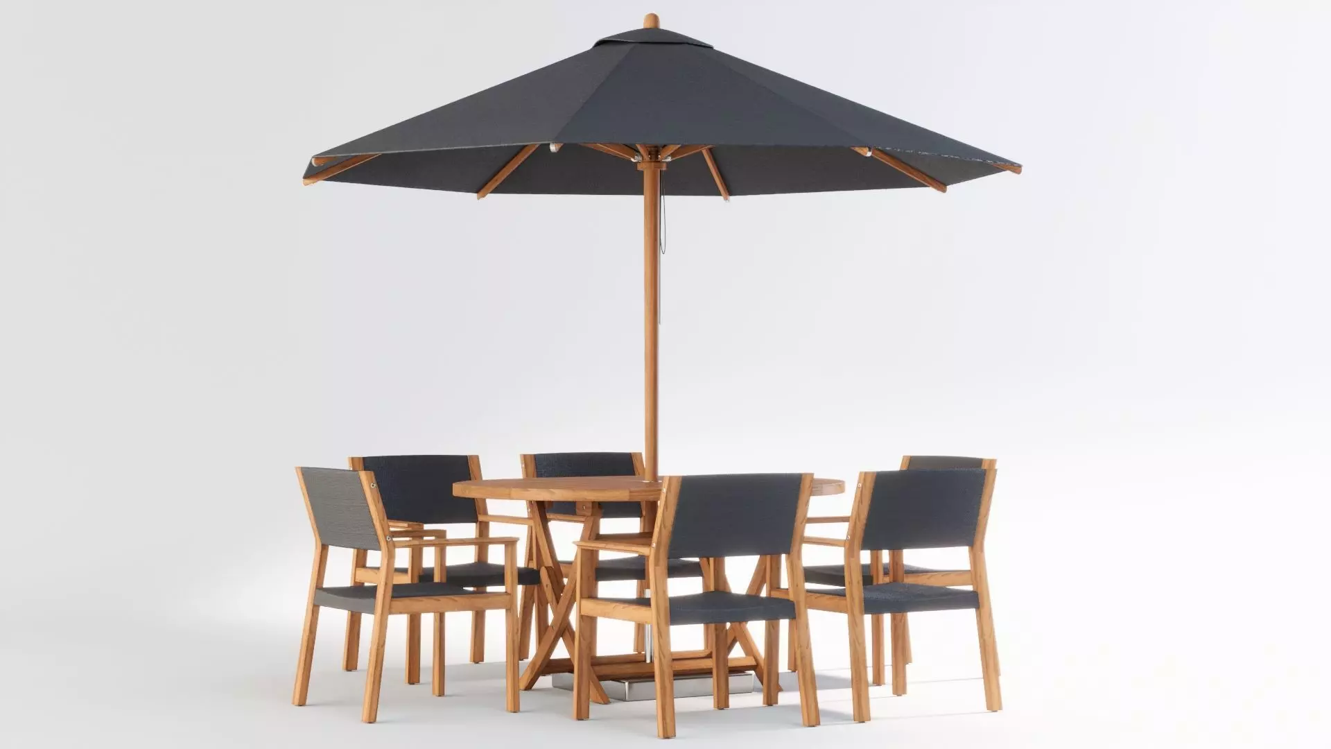 3D model Outdoor dining set with parasol 3D model_0