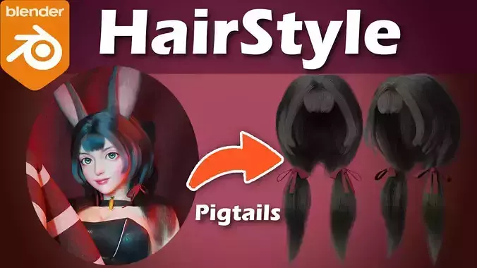 Blender Particle Hair Style Pigtails