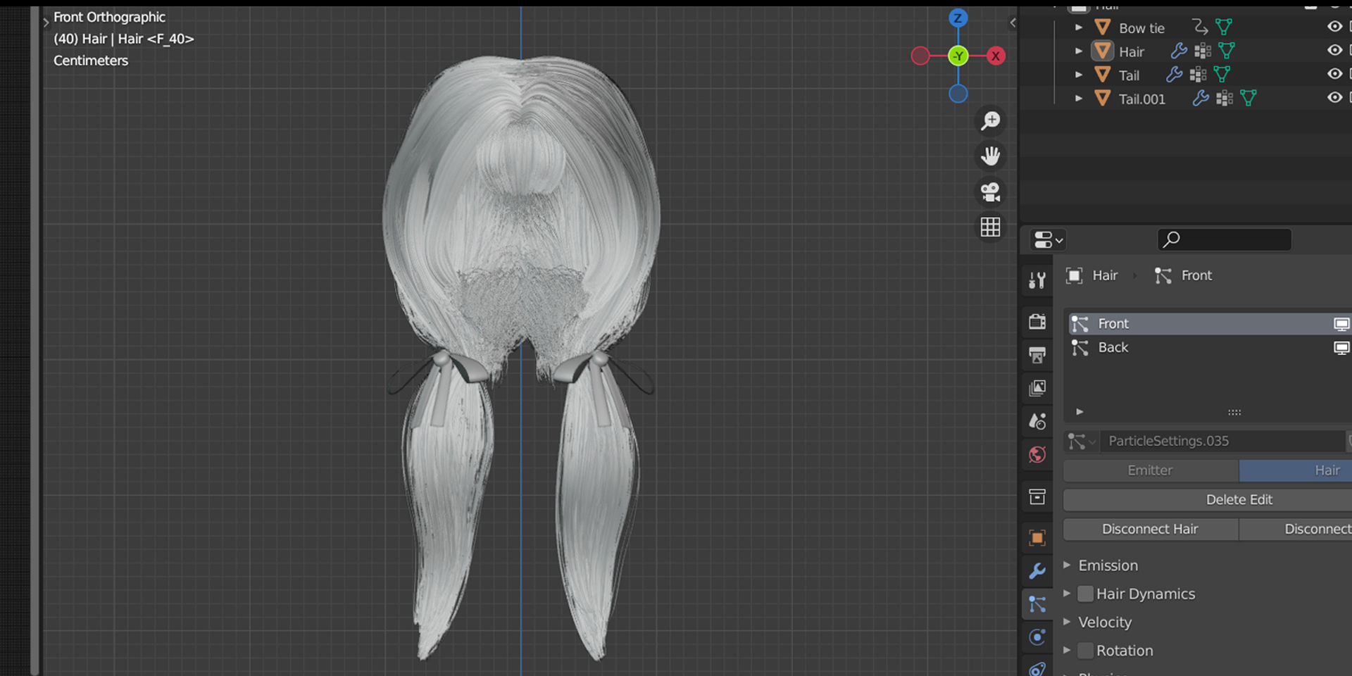 Blender Particle Hair Style Pigtails 3D model_3