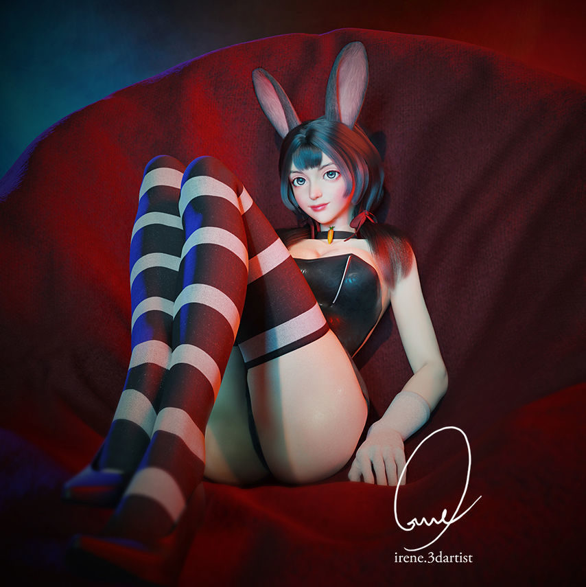 Blender Particle Hair Style Pigtails 3D model_2