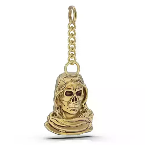 Man with skull mask key holder  gold  printable jewelry 3D model