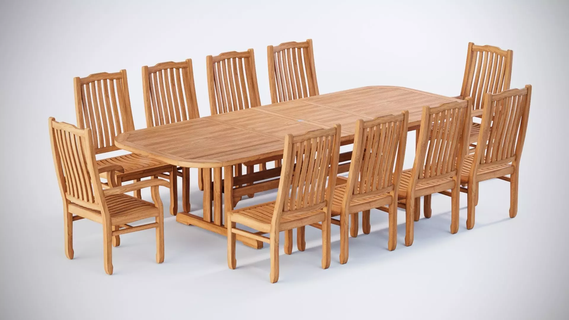 3D Deluxe Extending table and gravel Chairs 3D model_0