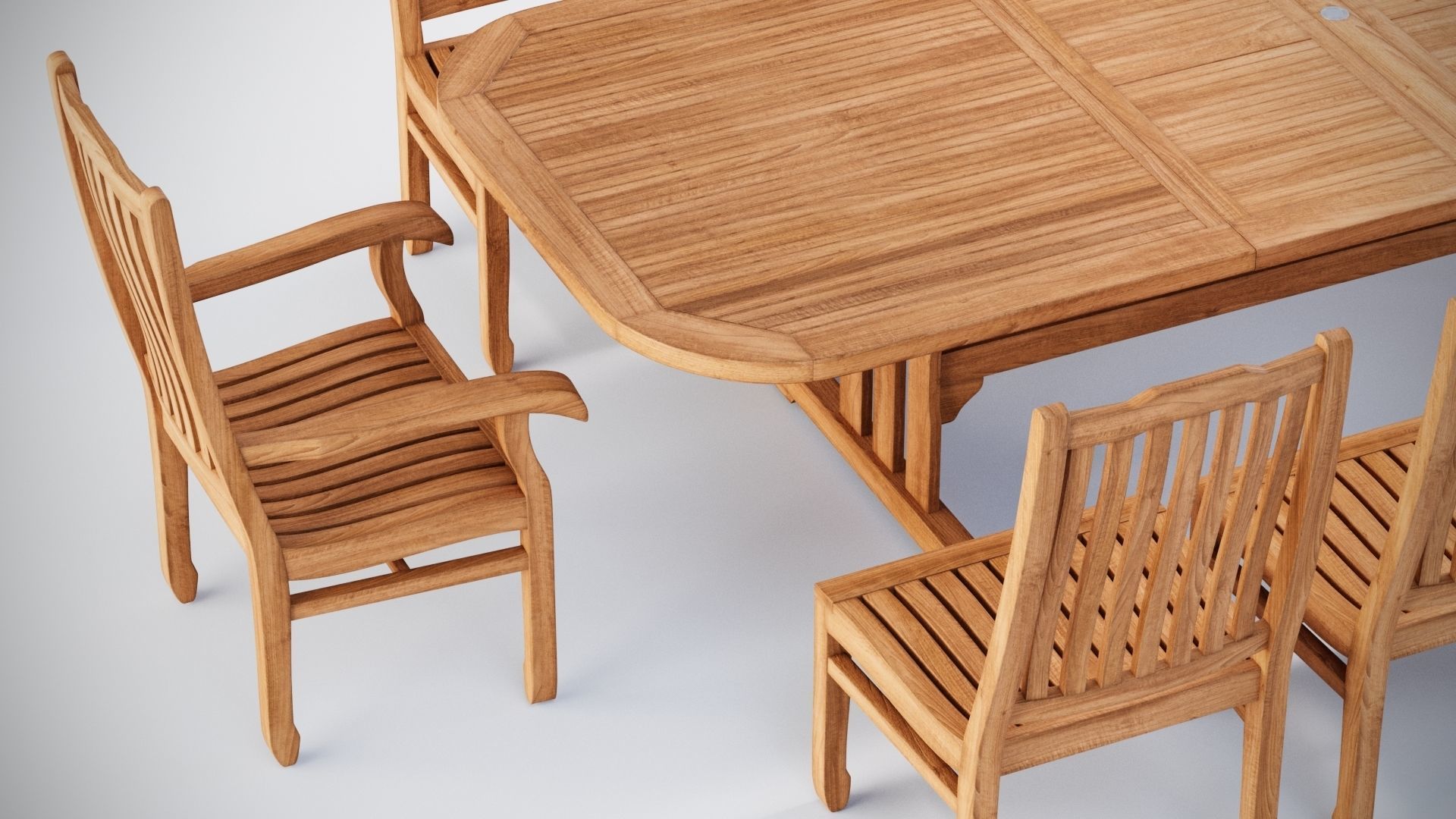 3D Deluxe Extending table and gravel Chairs 3D model_3