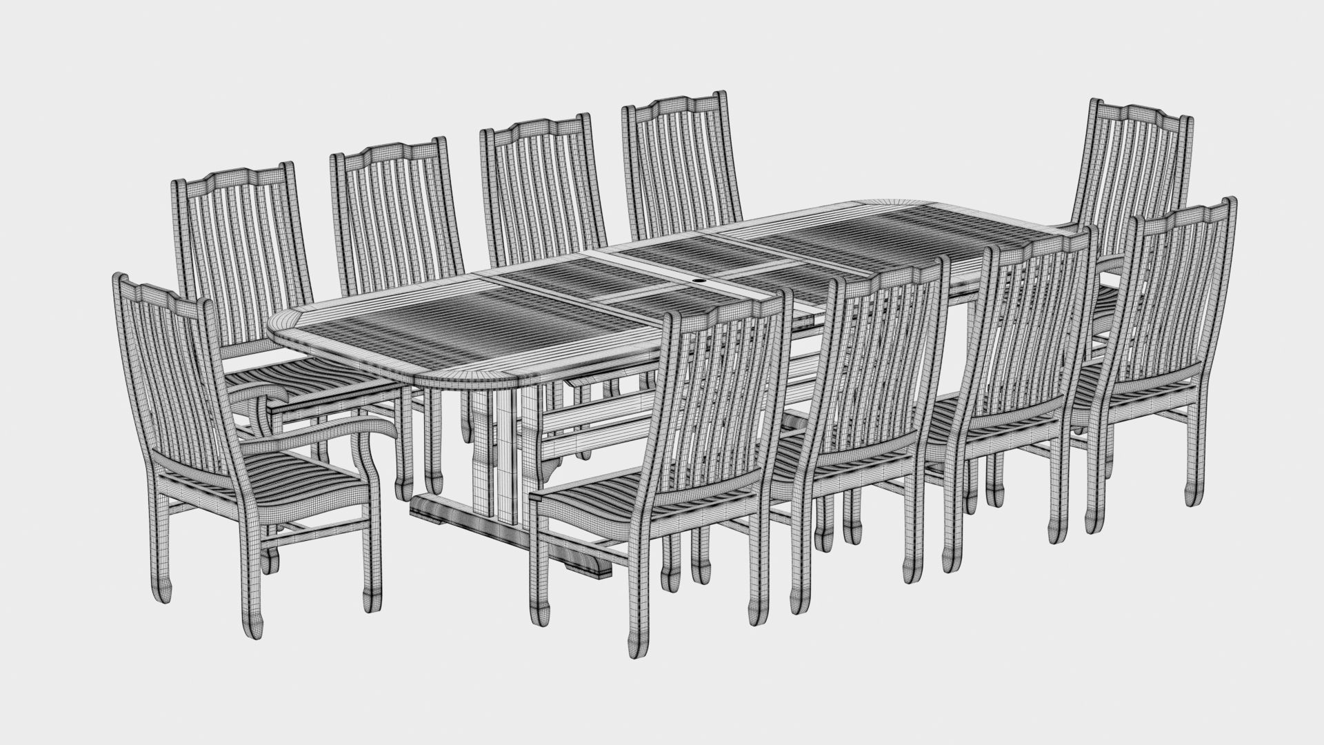 3D Deluxe Extending table and gravel Chairs 3D model_14