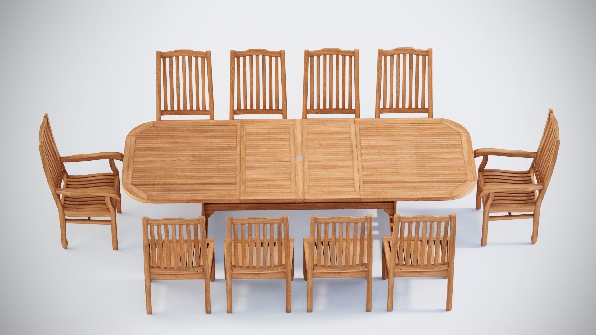 3D Deluxe Extending table and gravel Chairs 3D model_1