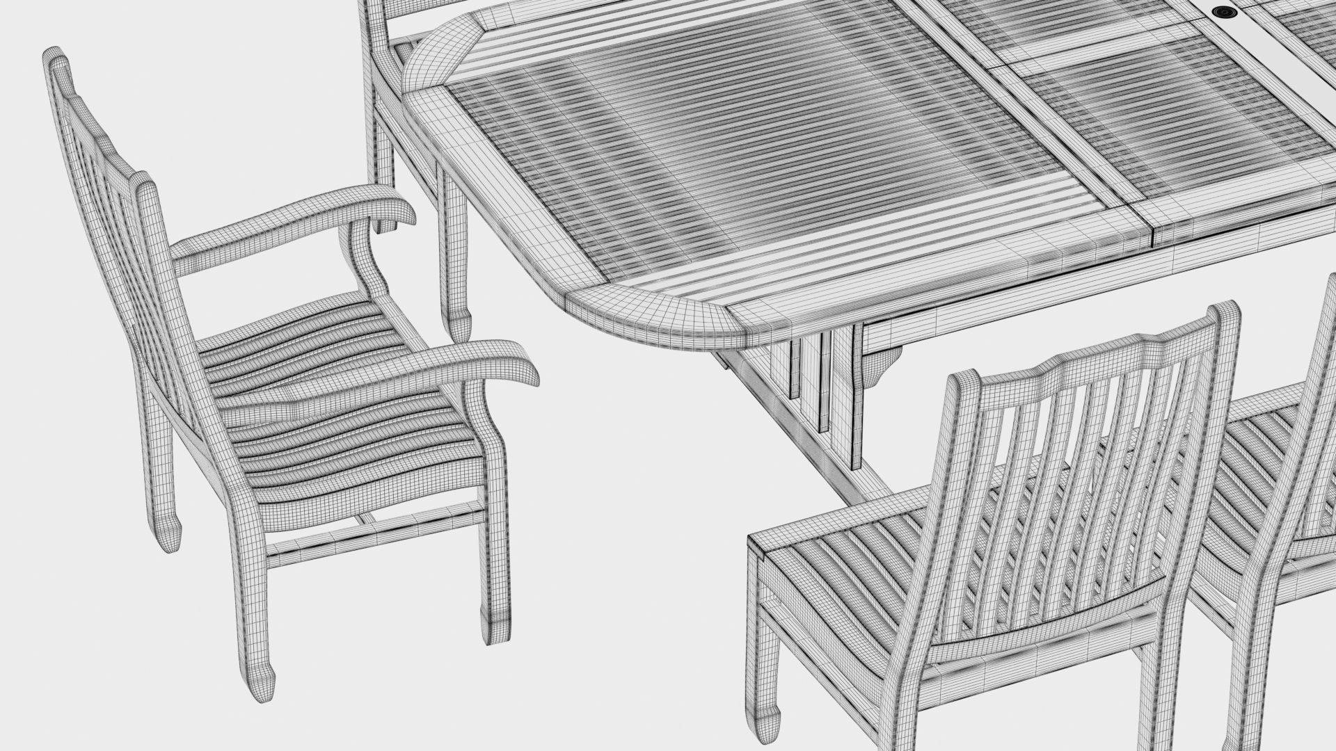 3D Deluxe Extending table and gravel Chairs 3D model_17