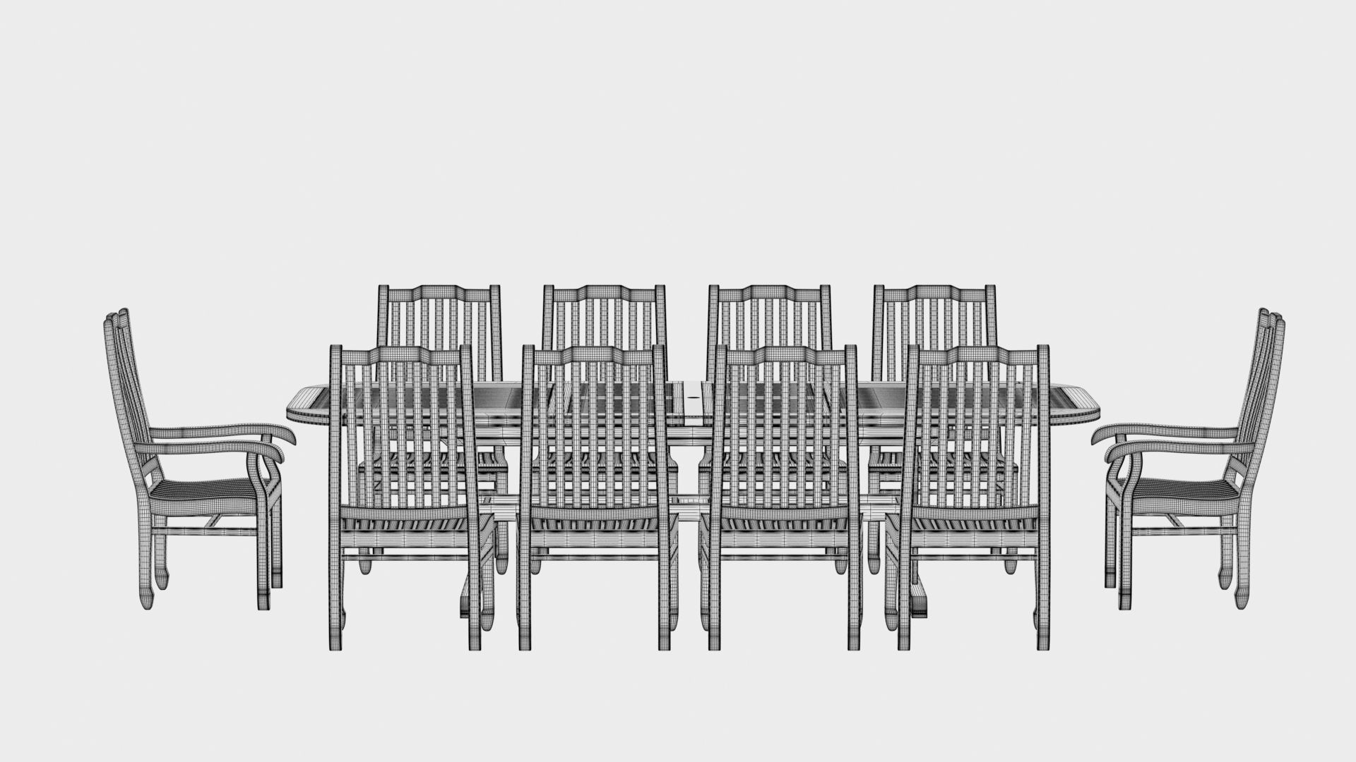 3D Deluxe Extending table and gravel Chairs 3D model_16