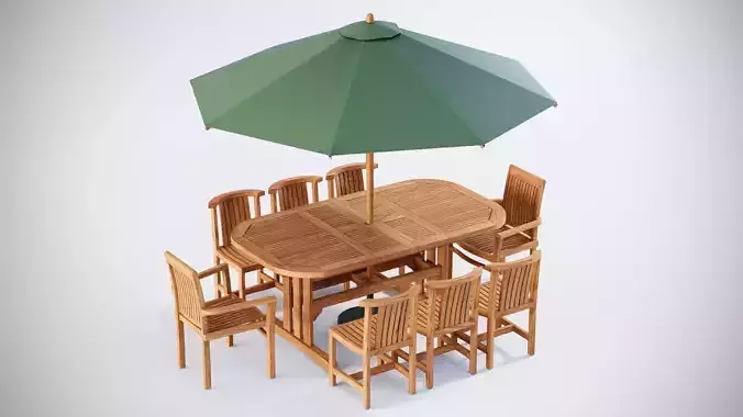 Deluxe table with Club and Jepara Stacking chairs 3D model