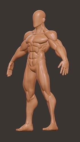 Stylized muscular man Low-poly 3D model