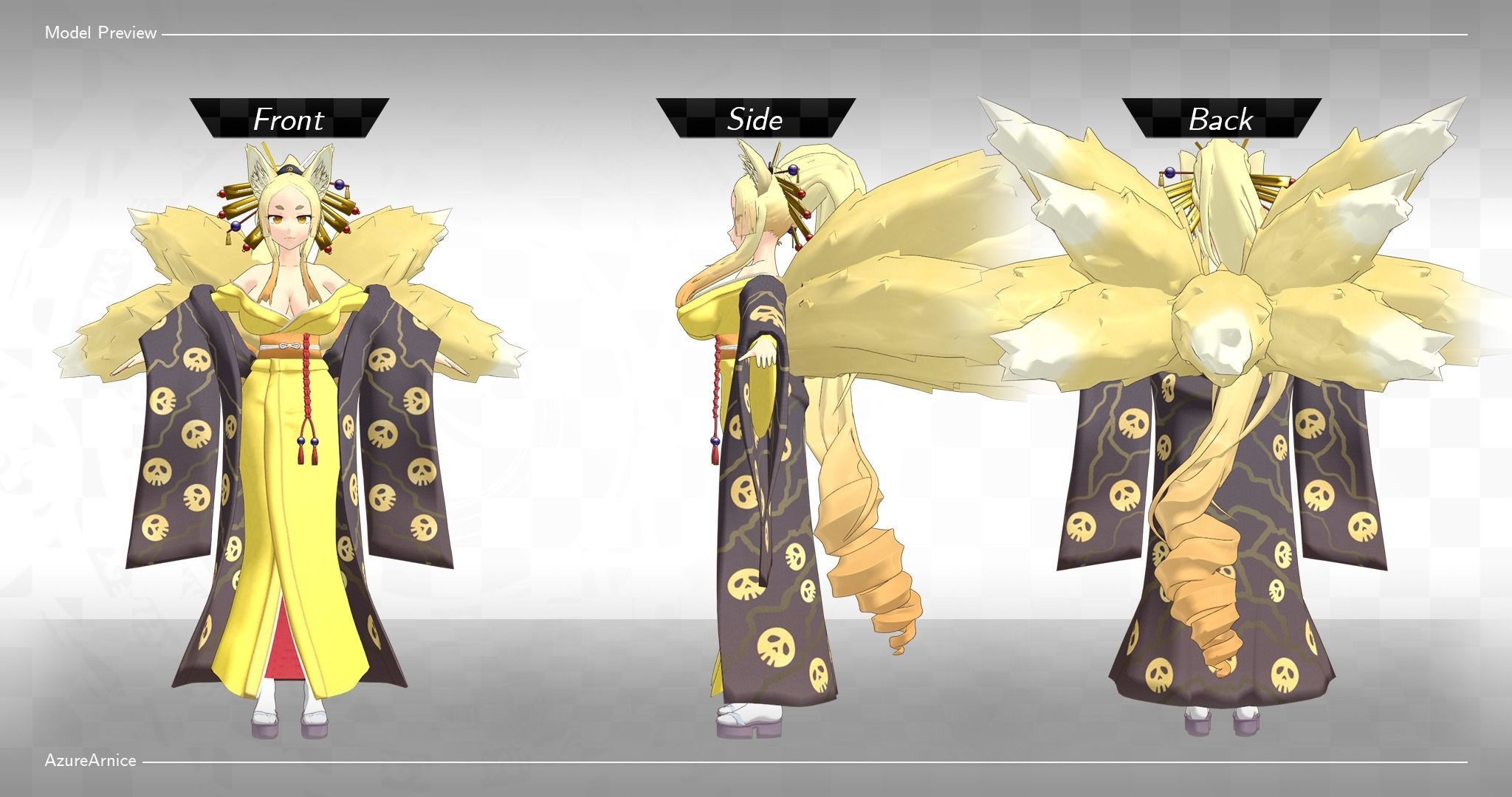 Highschool DxD - Yasaka MMD Model DELUXE Low-poly 3D model_5