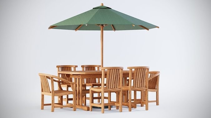 3D model Deluxe table with Club dining and Carver chairs 3D model