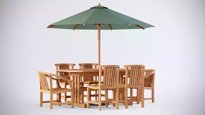 3D model Deluxe table with Club dining and Carver chairs