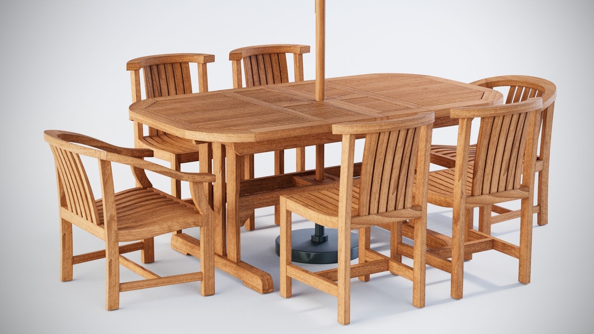 3D model Deluxe table with Club dining and Carver chairs 3D model_3