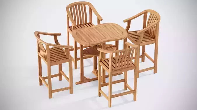 3D Club Bar Chairs and crescent bar table model