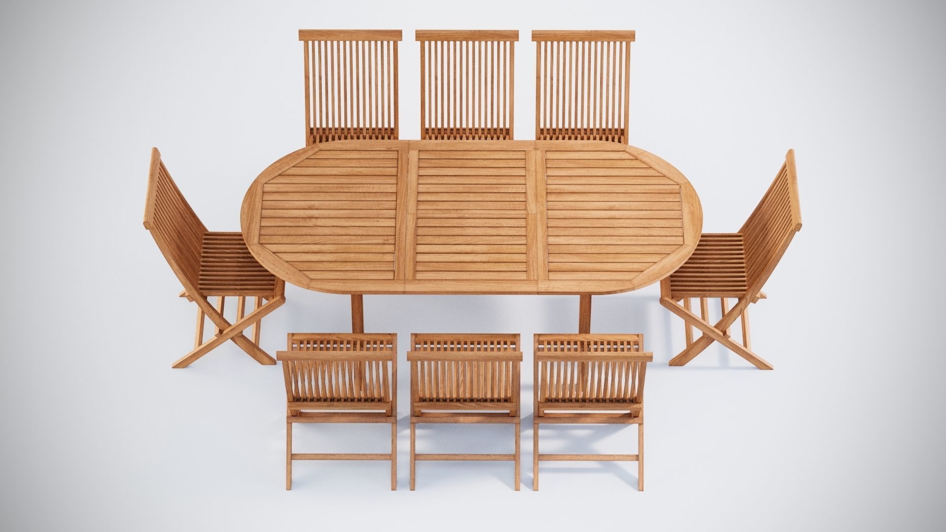 3D Star Oval table and Snapdragon Dining chairs model 3D model_3