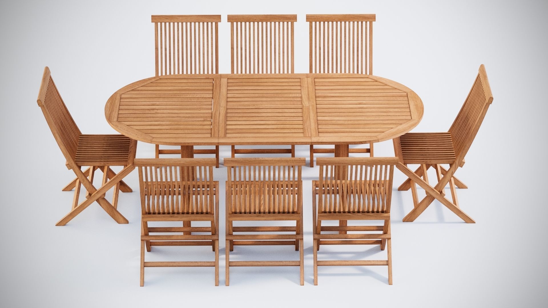 3D Star Oval table and Snapdragon Dining chairs model 3D model_1