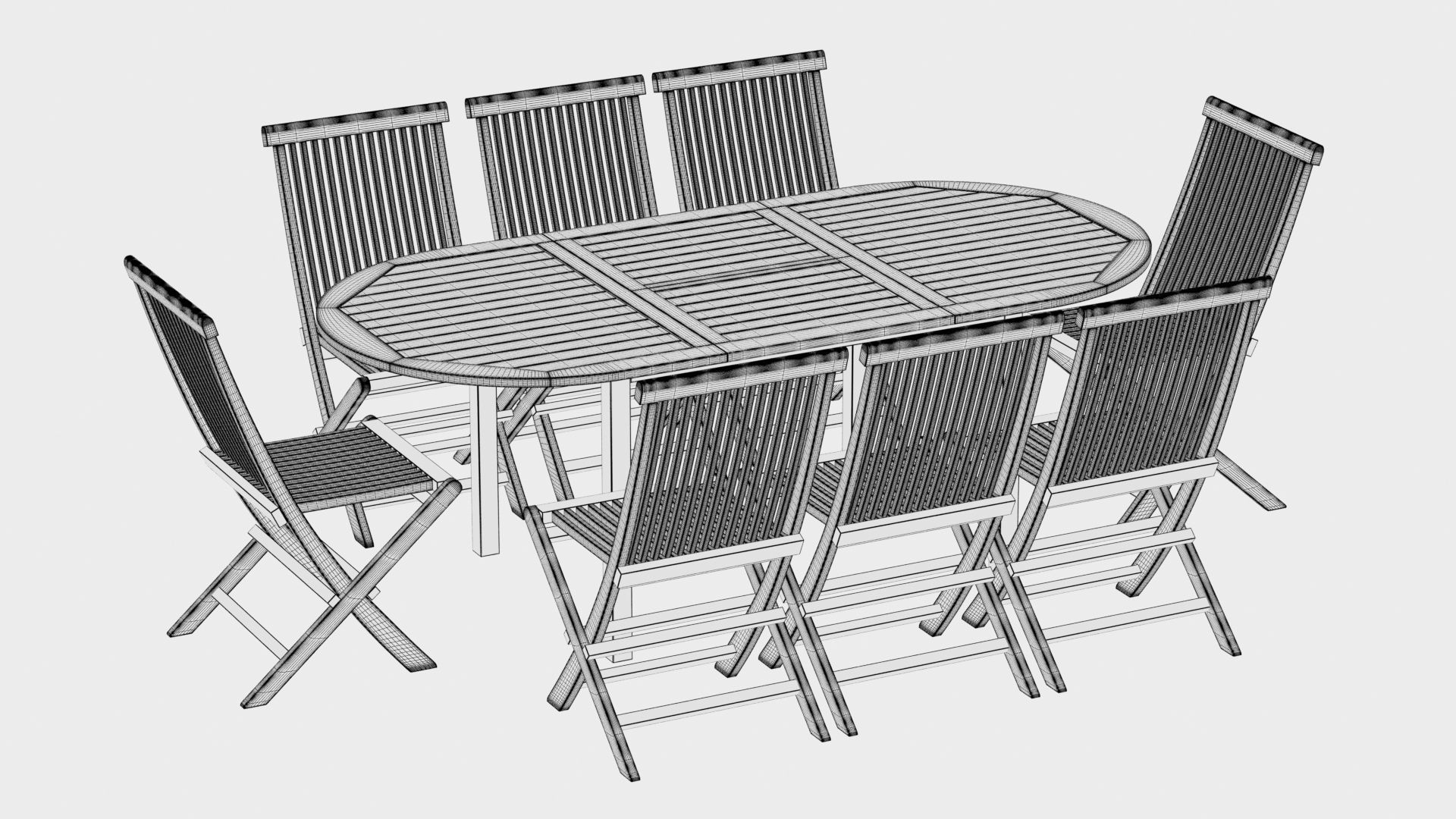 3D Star Oval table and Snapdragon Dining chairs model 3D model_14