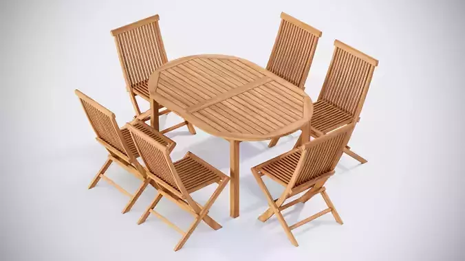 3D model Star Oval small table and Snapdragon Dining chairs