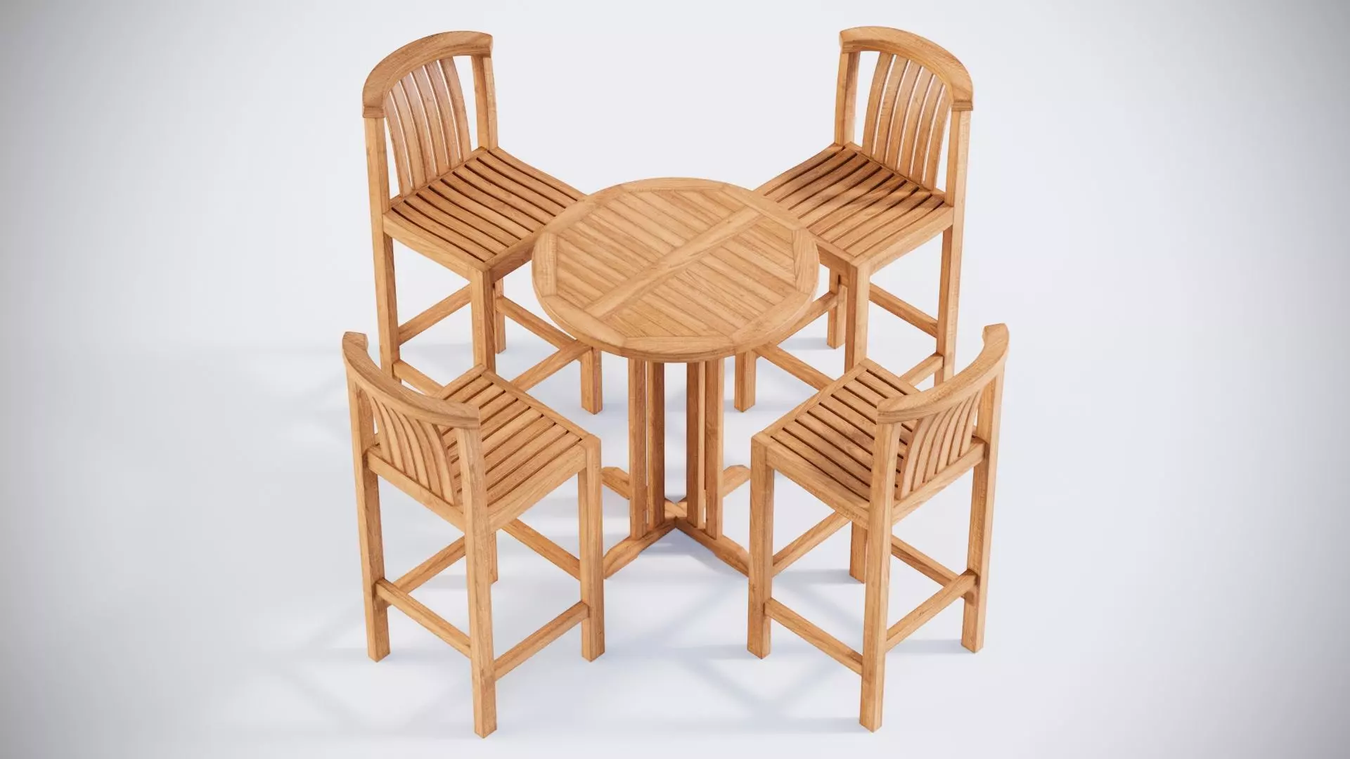 Round Bar Table and 4 Club Bar Chairs 3D 3D model_0