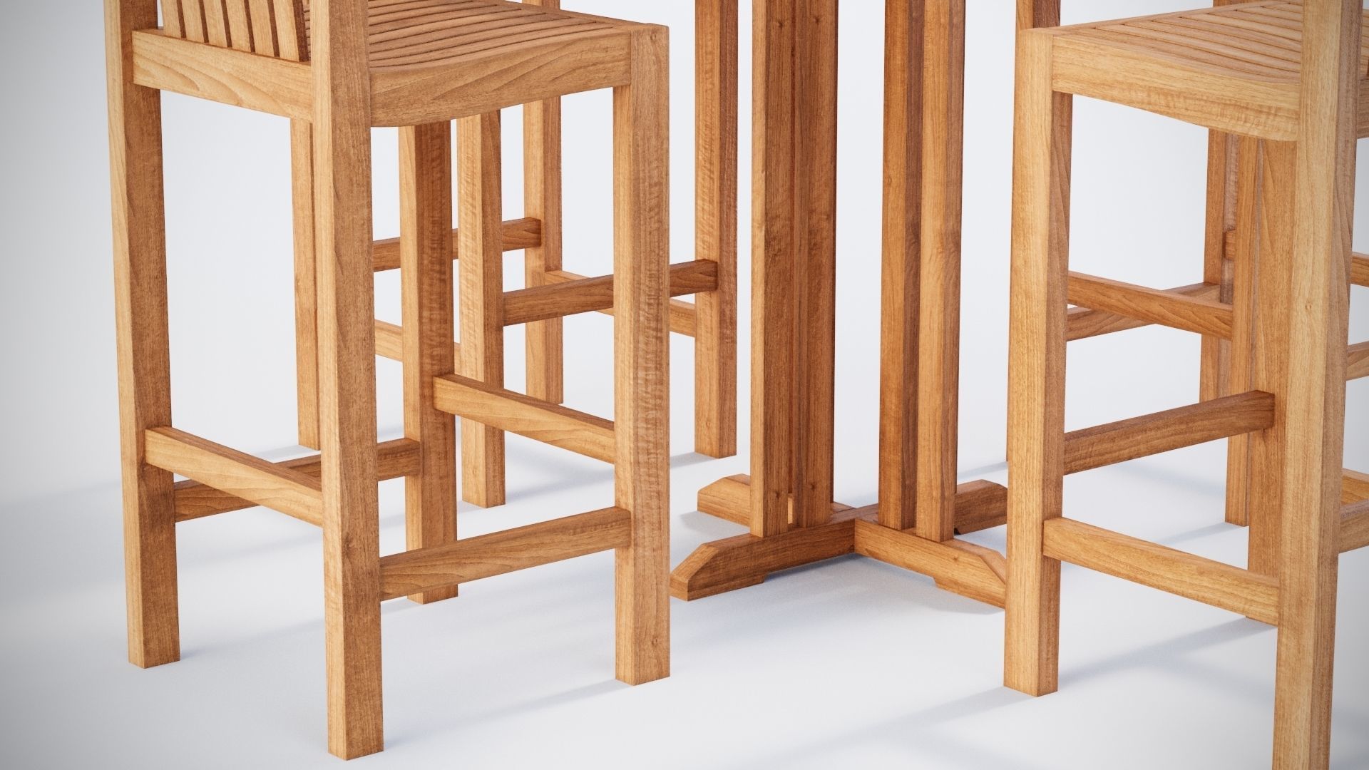 Round Bar Table and 4 Club Bar Chairs 3D 3D model_4