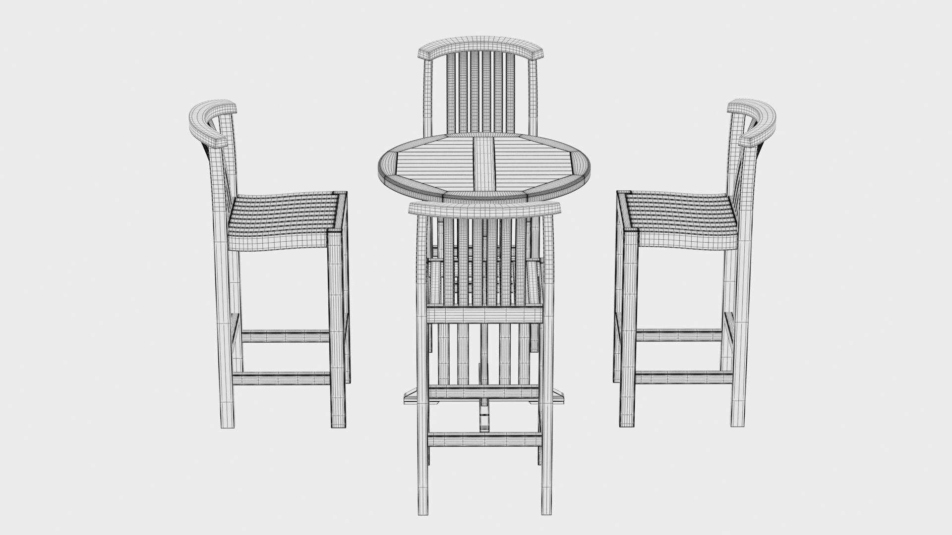 Round Bar Table and 4 Club Bar Chairs 3D 3D model_10