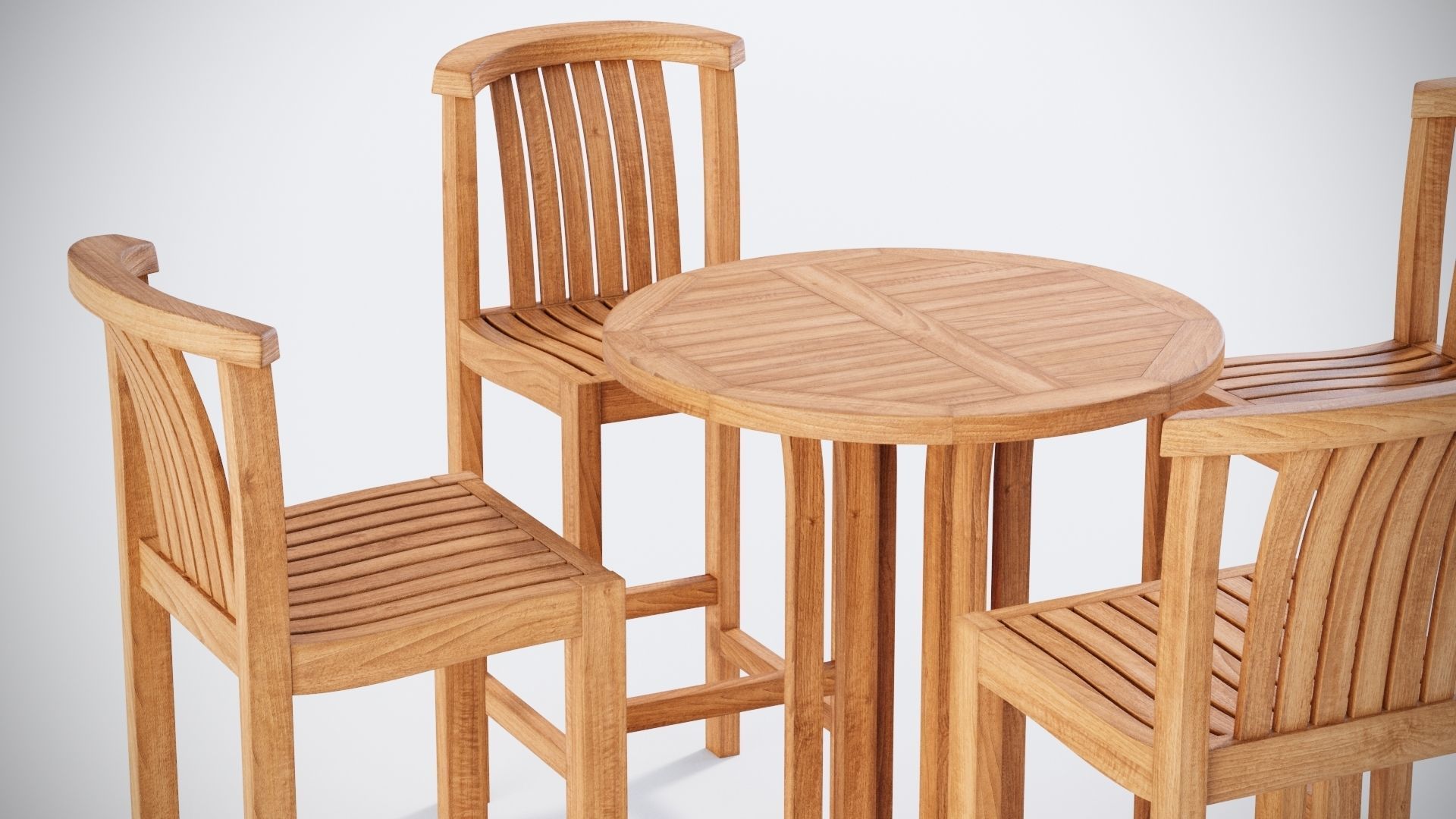 Round Bar Table and 4 Club Bar Chairs 3D 3D model_3