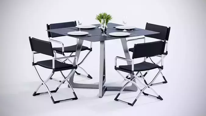 Dining table and 4 director chairs model