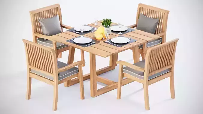 St James Table and 4 Bali chairs 3D model
