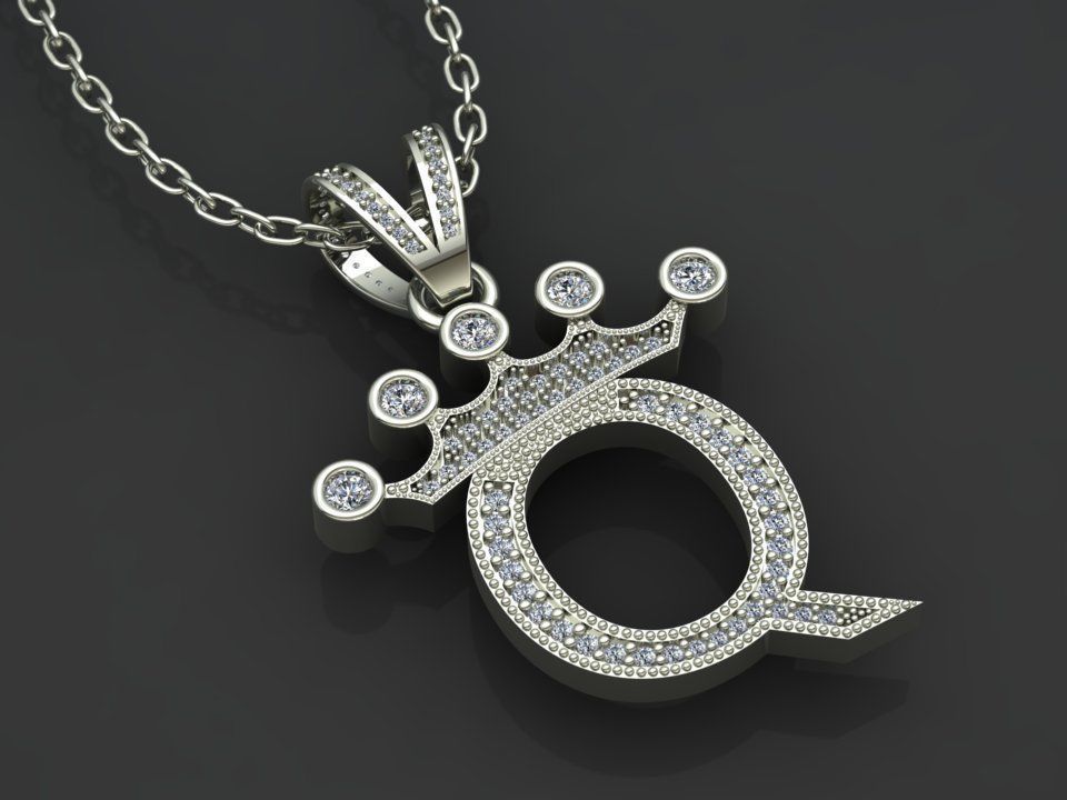 Q letter pendant 3D print model_2