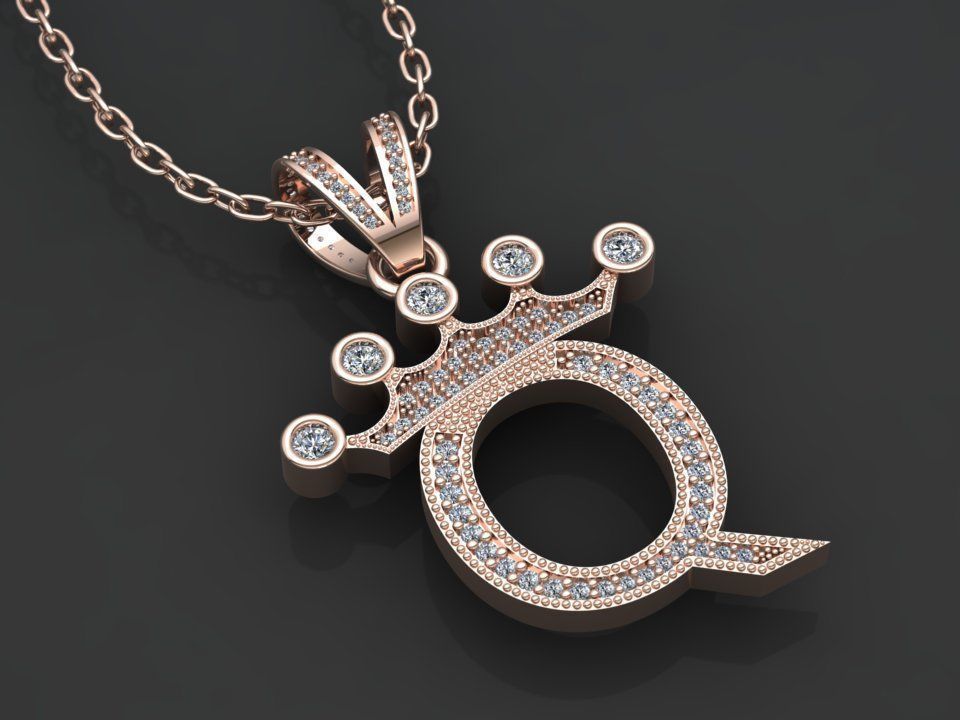 Q letter pendant 3D print model_3