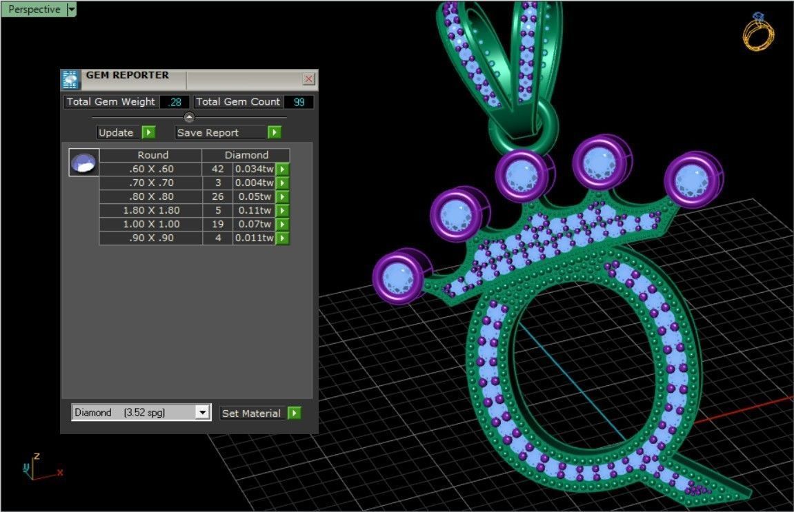 Q letter pendant 3D print model_5