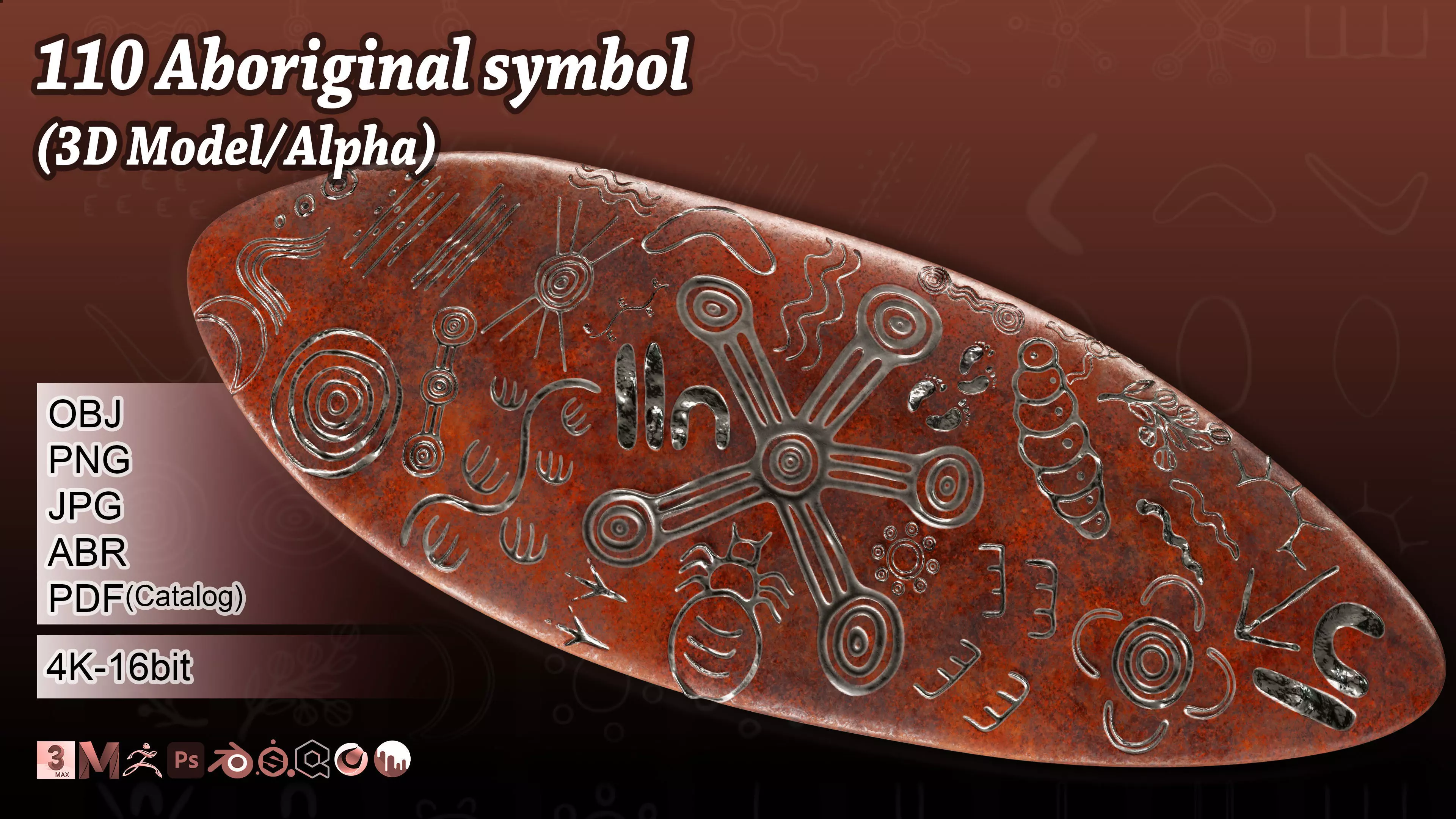 110 Aboriginal symbol 3D Model and Alpha 3D model_0