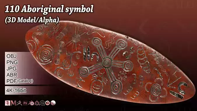 110 Aboriginal symbol 3D Model and Alpha