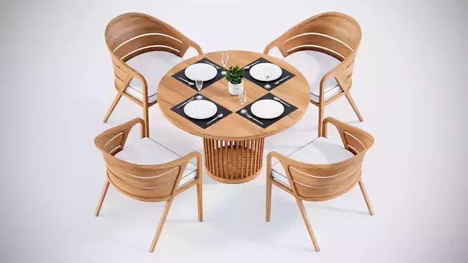 Rounded table with 4 chairs model