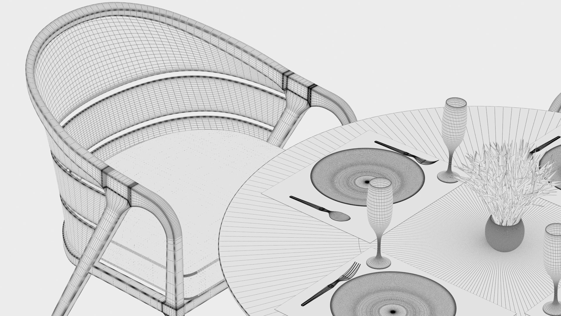 3D Dining table with 4 chairs model 3D model_8