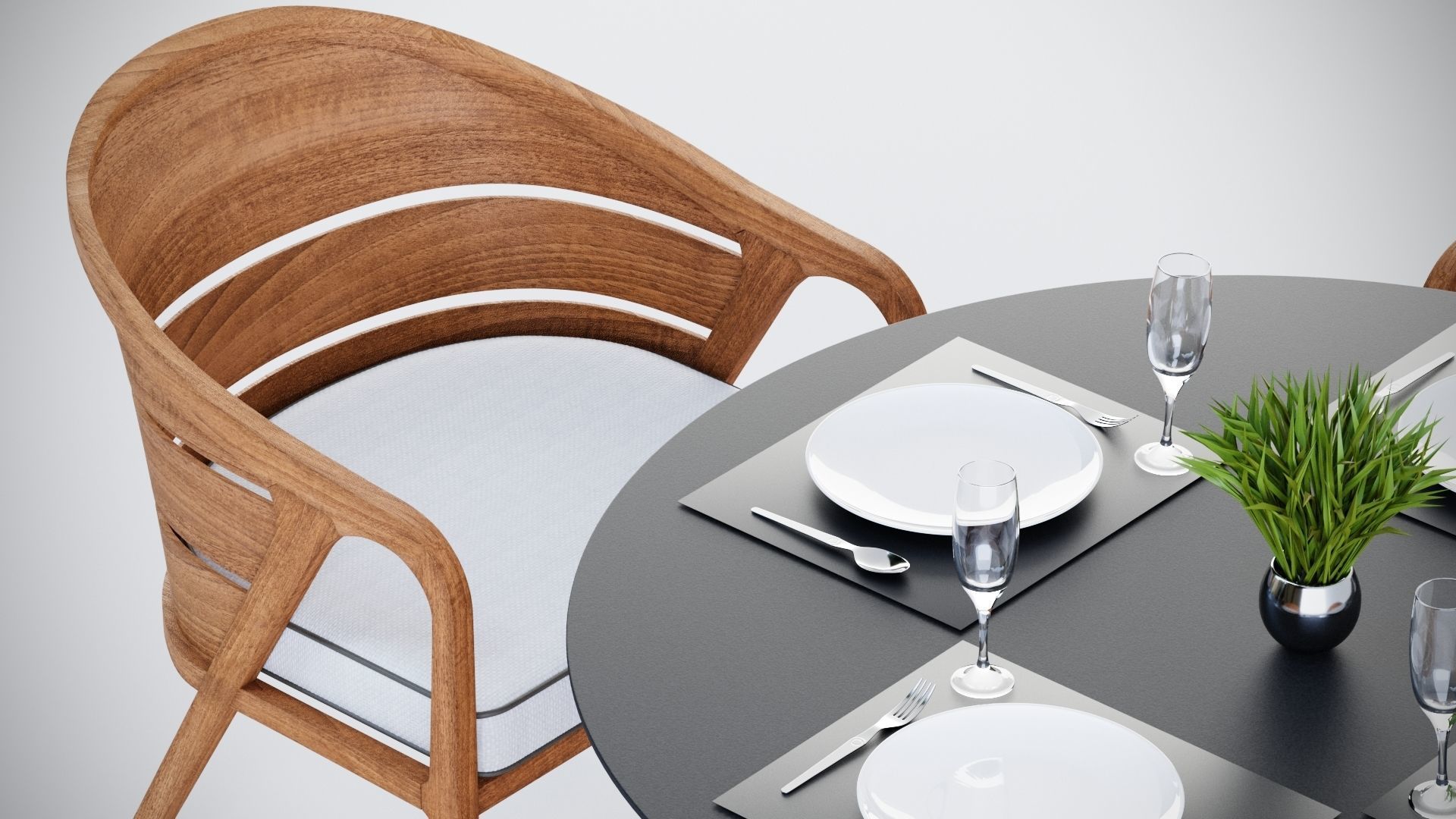 3D Dining table with 4 chairs model 3D model_4