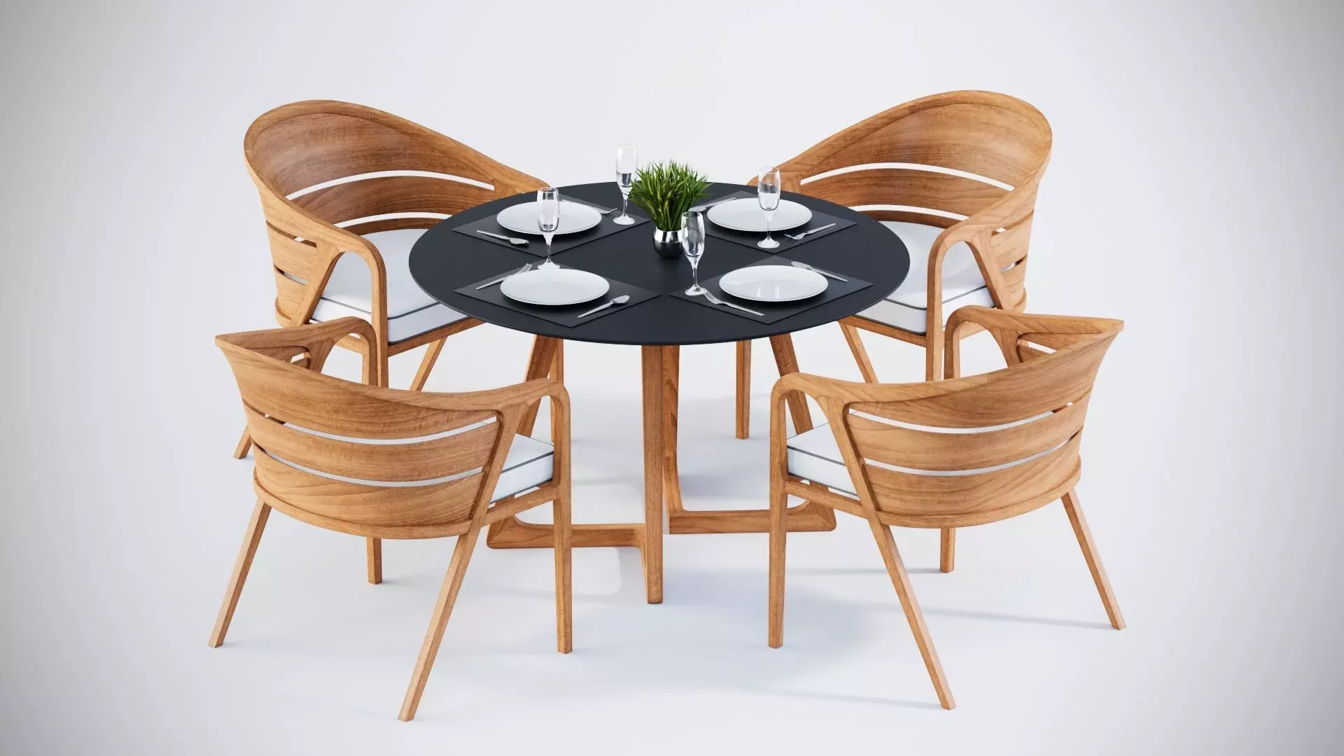 3D Dining table with 4 chairs model 3D model_0