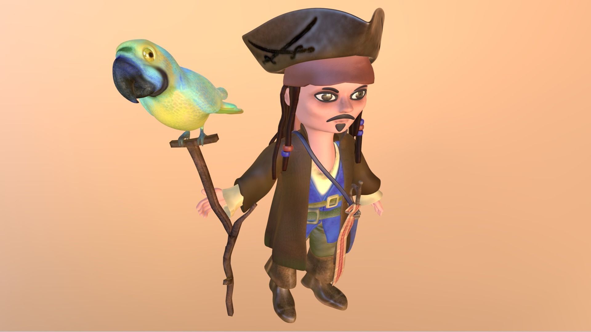 Captain Jack Sparrow Pirates of the Caribbean  3D model_4