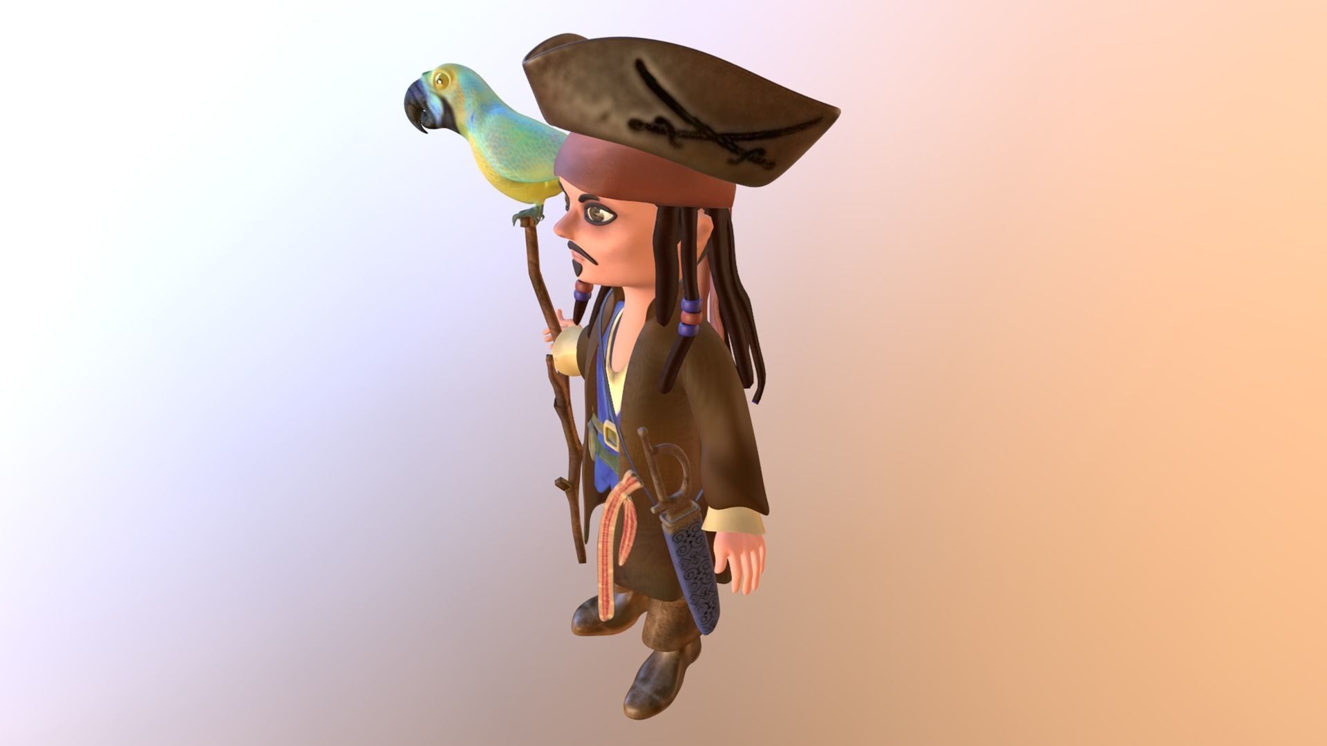 Captain Jack Sparrow Pirates of the Caribbean  3D model_3