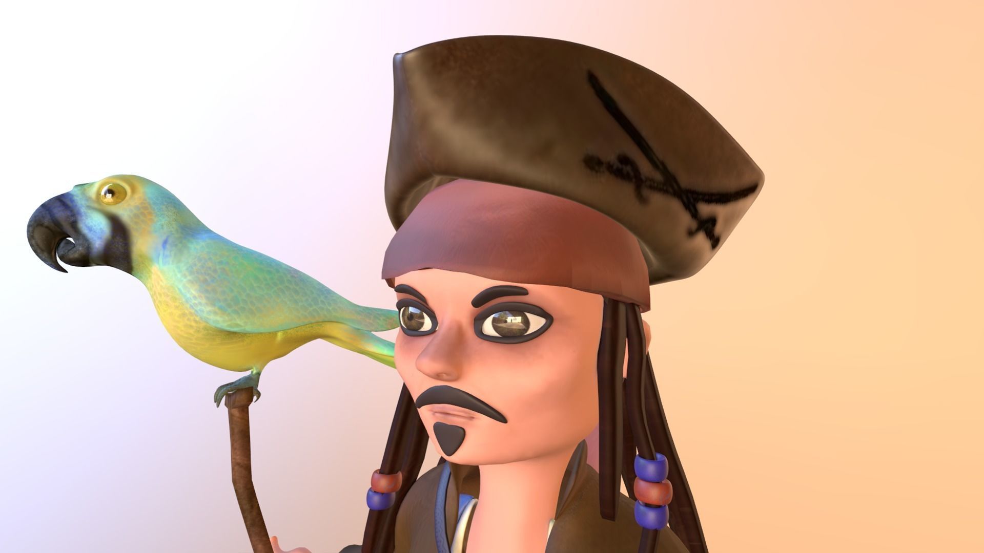 Captain Jack Sparrow Pirates of the Caribbean  3D model_10