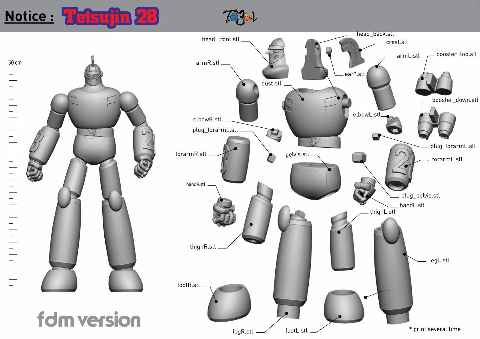 Tetsujin 28 - FDM model 3D print model_0