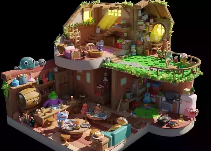 Alien rooms Buildings  Environment  Assets  made in Blender 3D