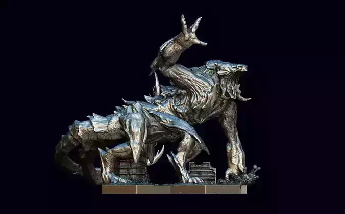 pacific rim mega kaiju figure model with base 3D model