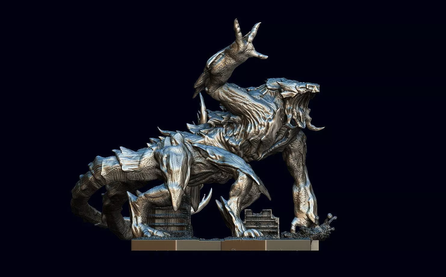 pacific rim mega kaiju figure model with base 3D model